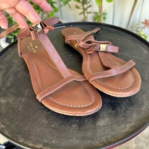 Kate Spade Brown Leather Sandals with Adjustable Ankle Strap